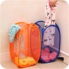 orange and blue foldable laundry mesh basket