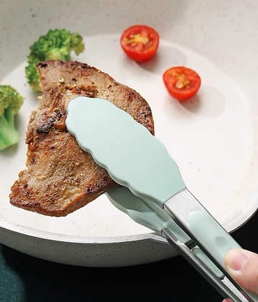 blue silicone food tong nonstick