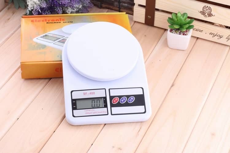 white digital weighing scale for baking measurements